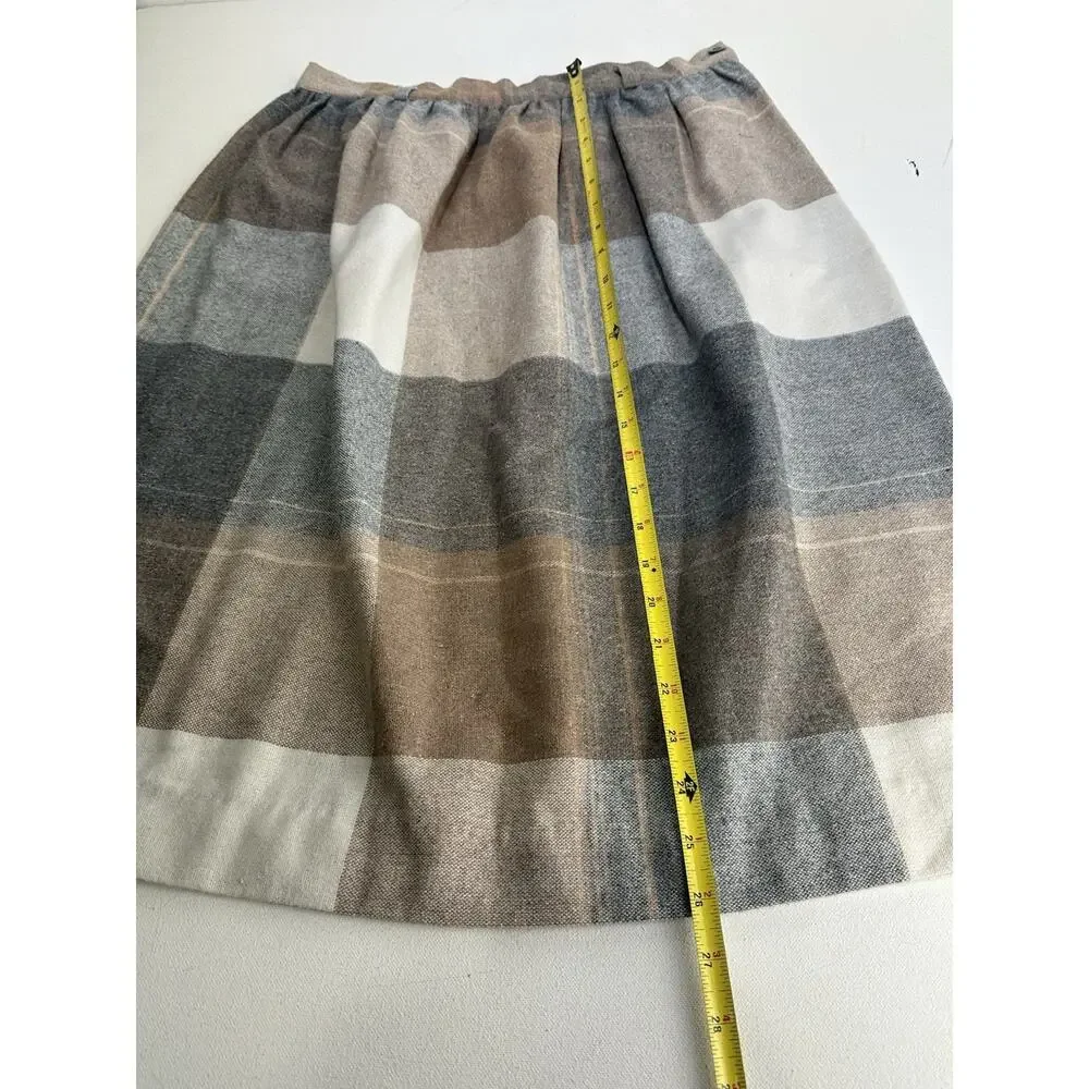 Vintage Plaid Midi Skirt Size 13/14 Wool Made in USA Boho Chic